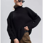 Women's Solid Color Casual High Neck Pullover Sweater
