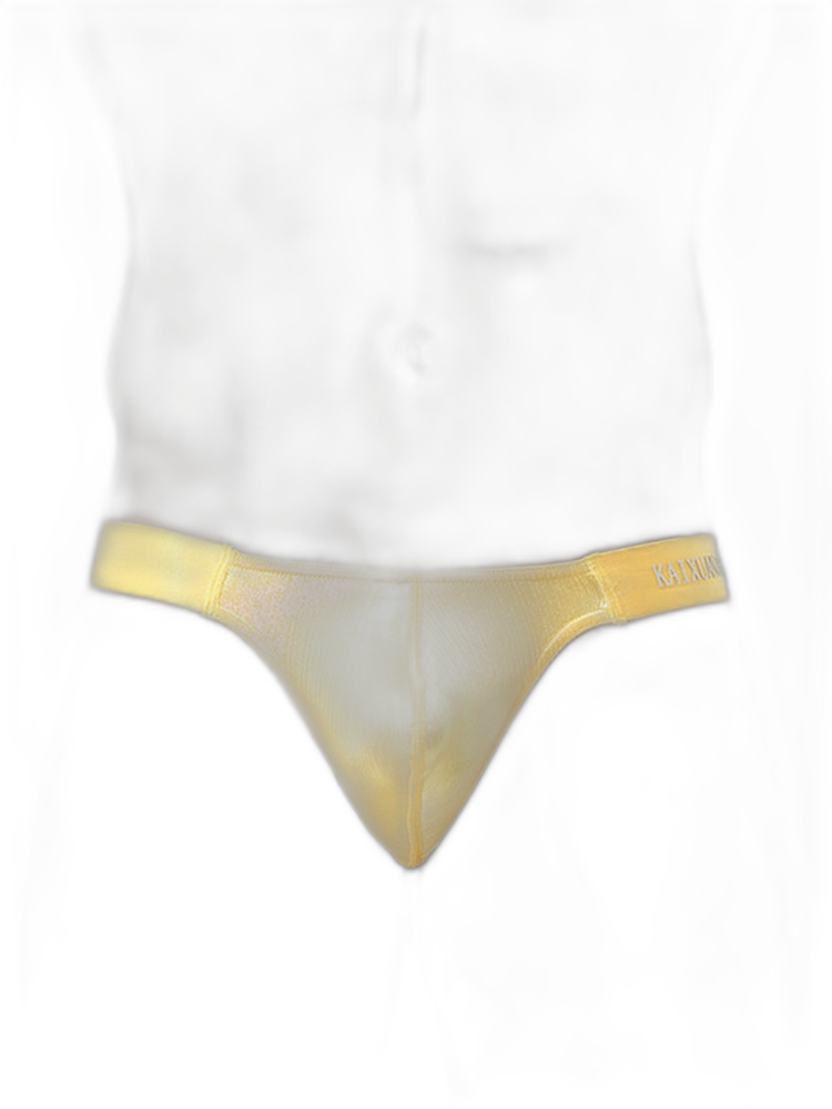 3 Pack Men's Low Waist Transparent Sexy Large Pouch Ice Silk Thong