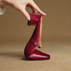 Retro Chunky Heel Peep-toe Slingback French Single-strap Slip-on Mid-heel Sandals