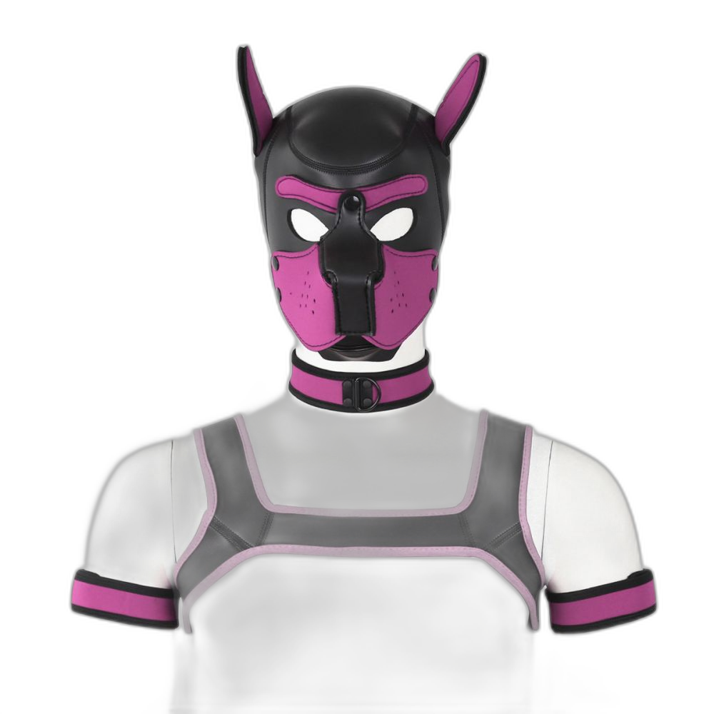 Beta Puppy Play Set - Pup Hood & BDSM Collar & Chest Harness
