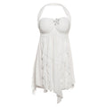 Ins Halter Neck Backless Dress Summer Sexy Printed Irregular Mesh Short Dresses For Evening Party Club Women's Clothing