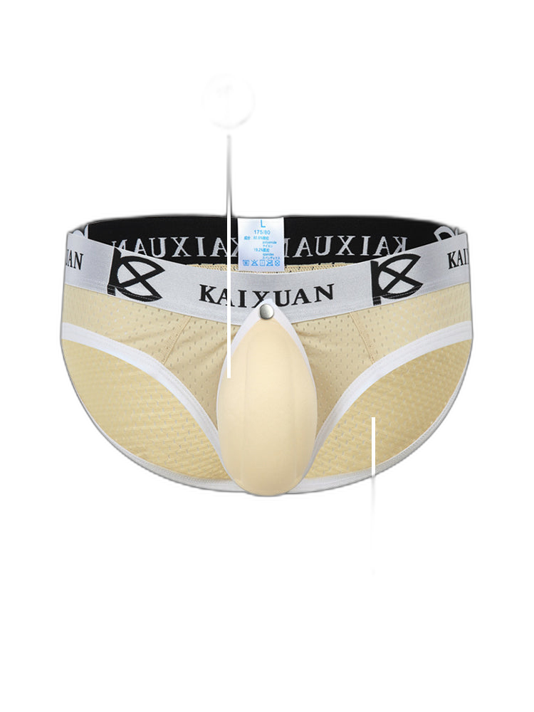 2 Pack Men's Sexy Mesh Front Opening Sponge Coaster Briefs