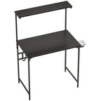 HOMCOM Computer Desk, 80cm Home Office Study Table with Hutch Shelf, Cup Holder, Headphone Hook, Black