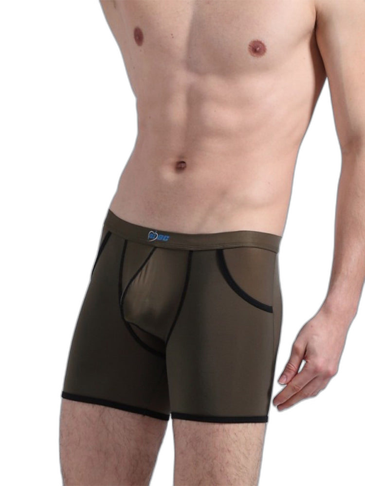 3 Pack Men's Long Leg Boxer Briefs Made of Ultra-Thin Ice Silk with Anti-Wear Elastic