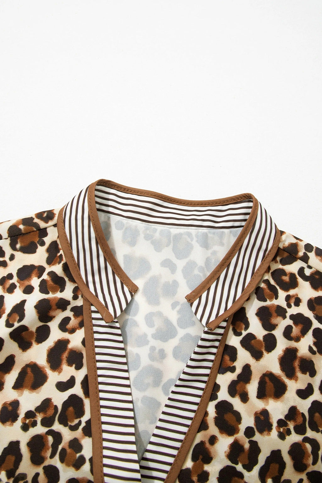 Women's Casual Loose V-neck Leopard-print Long-sleeve Dress