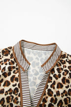 Women's Casual Loose V-neck Leopard-print Long-sleeve Dress