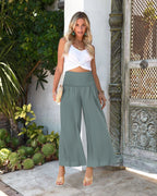 High Waist Pleating Casual Cotton And Linen Women's Trousers