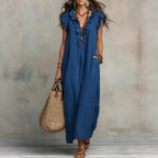 Summer Ruffle Dress With Pockets Women's Spring Elegant Casual Sleeveless A-Line Shift Dresses