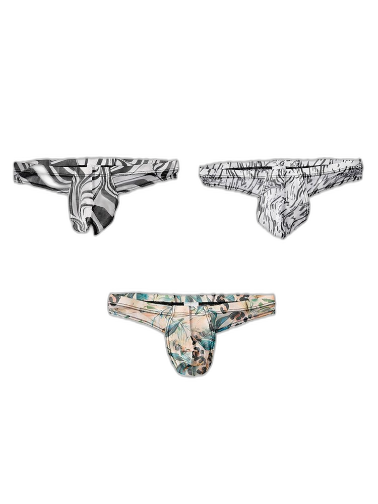 3 Pack Men's Ice Silk Comfy Waistband Low-Rise Sexy Stretch Thong