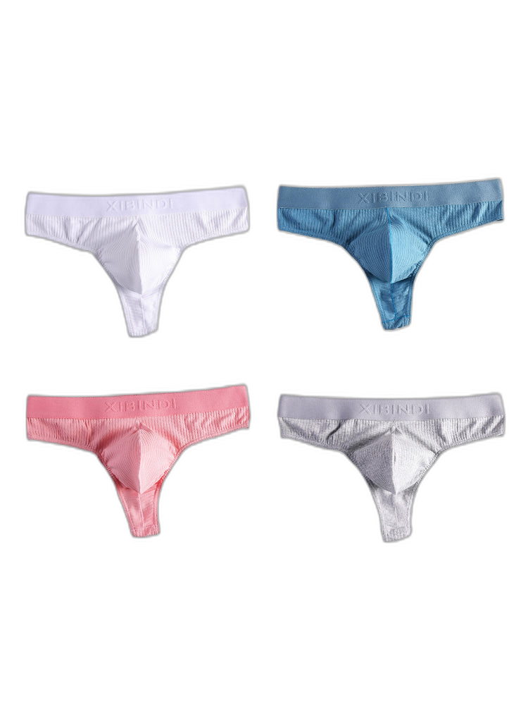 4-Pack Men's Ultra-Soft Cotton Mid-Rise Stay-Put Fit Seamless Thong