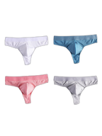 4-Pack Men's Ultra-Soft Cotton Mid-Rise Stay-Put Fit Seamless Thong
