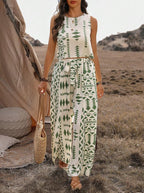 Women's Sleeveless Printed Pants Fashionable Two-Piece Set
