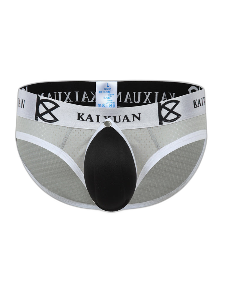 2 Pack Men's Sexy Mesh Front Opening Sponge Coaster Briefs