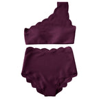 European And American-style Petal-patterned Sexy Off-shoulder High-waist Bikini