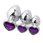 Heart Metal Anal Plug Set - Training Kit