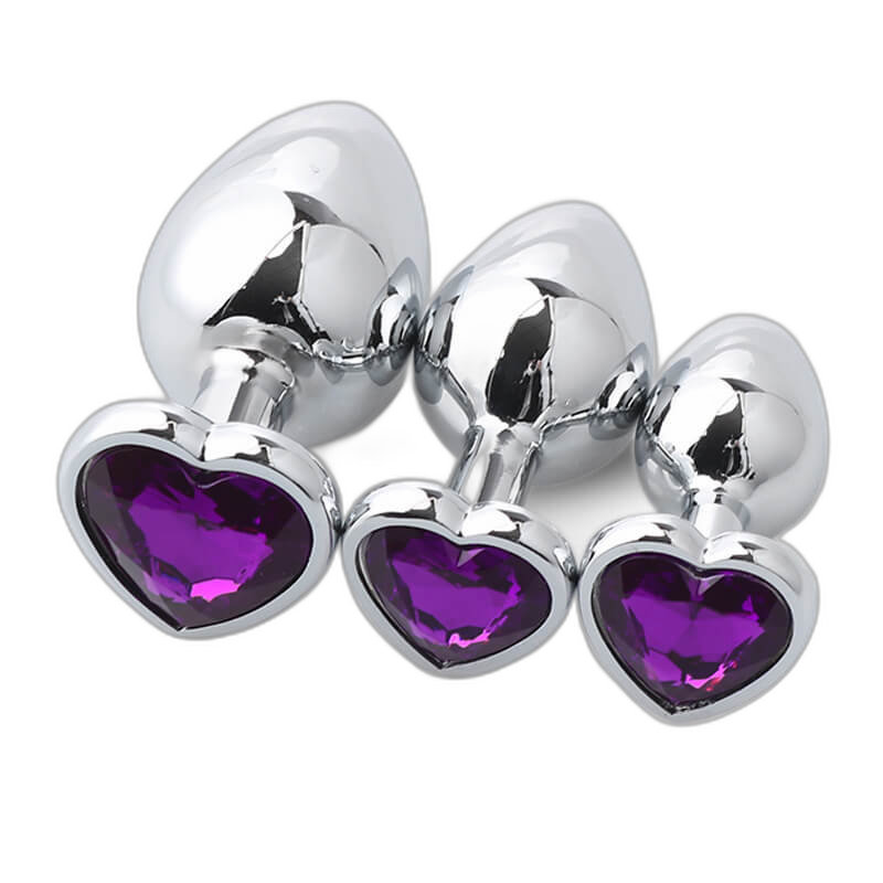 Heart Metal Anal Plug Set - Training Kit