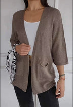 Women's Waffle Nine-quarter Sleeve Urban Casual Cardigan Coat