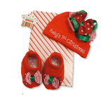 Cute 2 Piece Red Gift Set - Babys 1st Christmas Design - Incs Hat & Booties - 0-6 Months