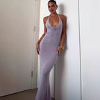 Sexy Slim-fit Strap Dress Backless Tight-fit Beautiful-back Knit Dress