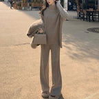 Women's Clothing Casual Sweater Wide Leg Pants Two-piece Set