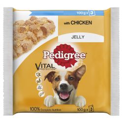 Pedigree Wet Dog Food Pouches Chicken in Jelly 3 x 100g