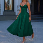 Elegant High-end Strapless Solid-color Long Dress