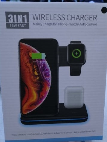 3-in-1 Wireless Charging Station - Fast Charge for iPhone, Apple Watch & AirPods | 15W Qi Charger Stand