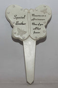 Brother Diamante Memorial Butterfly Stake Garden Stone Plaque Grave Ornament pushes in ground