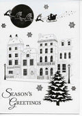 Pack of 8 Christmas Cards - Gold Houses - 2 Designs 4 of Each