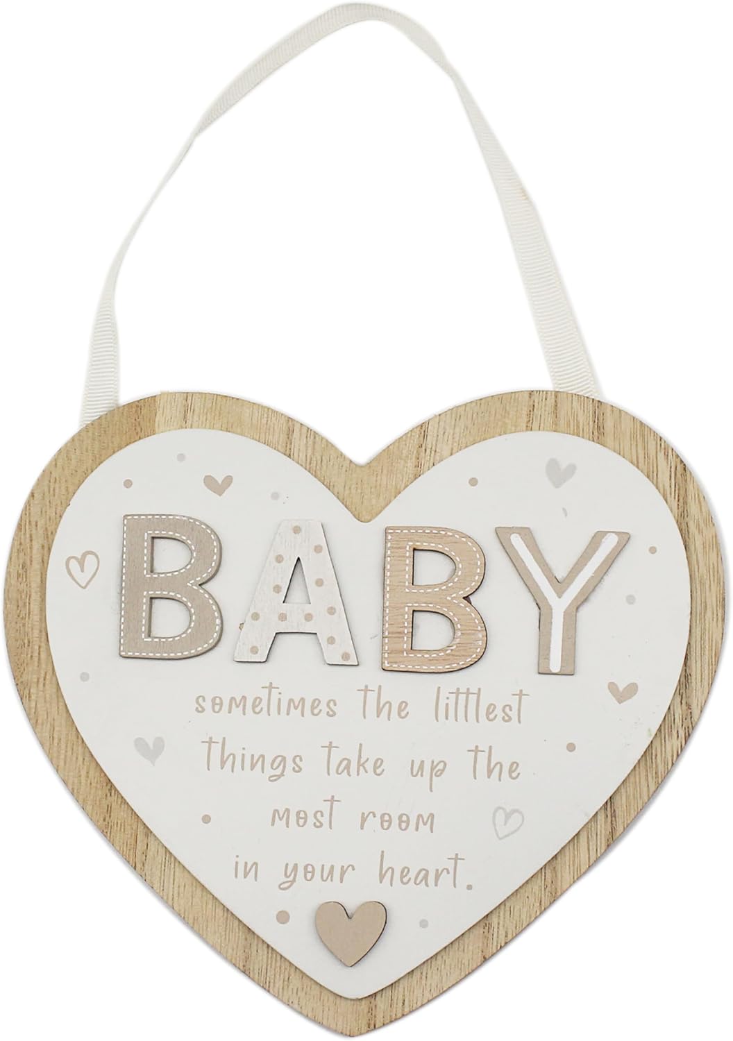 Love & Affection Baby Hanging Wooden Heart Plaque Cream For Home Decor & Gift | Wooden and Acrylic Plaques For Home and Office |...