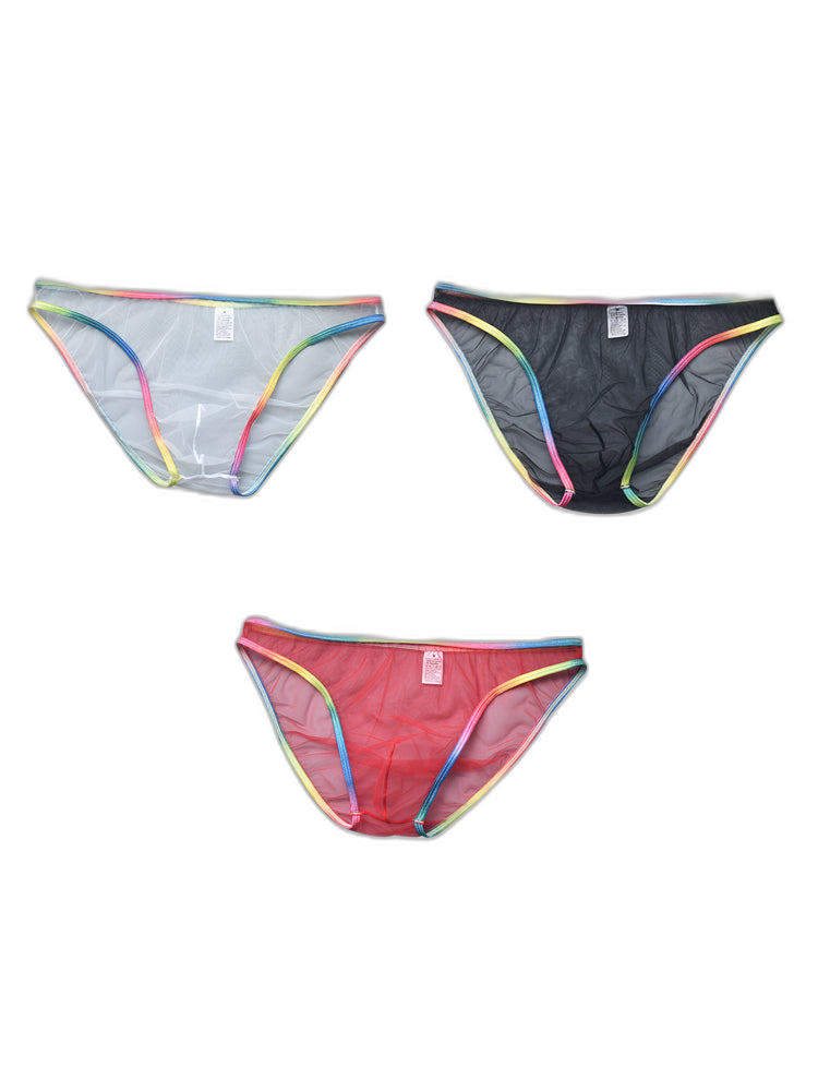 3-pack Men's Ultra-sheer Rainbow-edge Mesh Briefs