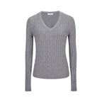 Women's Clothing Is Super Stylish With A High-end Simple And Versatile Cable-knit V-neck Sweater