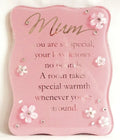 Juliana Glass Curved Edge Plaque & Flowers Pink - Mum