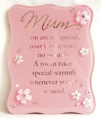 Juliana Glass Curved Edge Plaque & Flowers Pink - Mum
