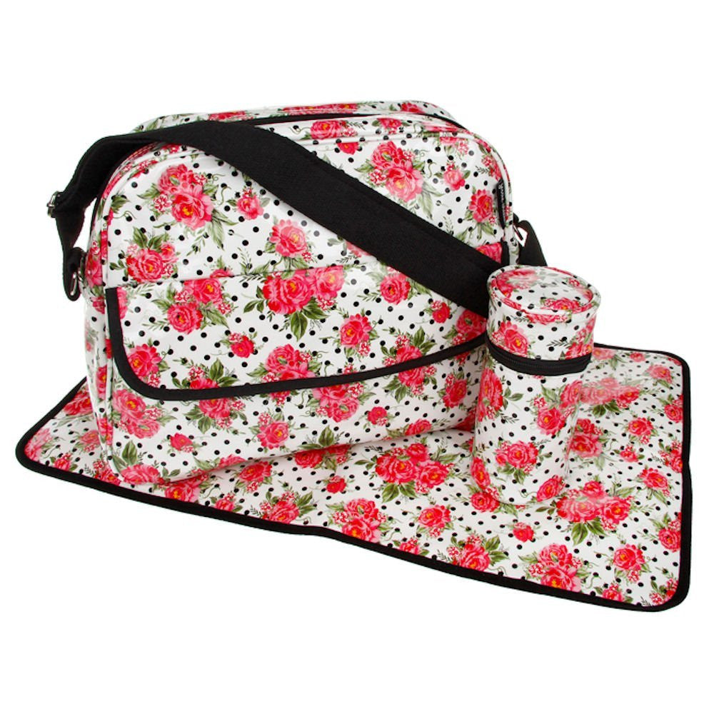 Pink Floral Nappy Bag Baby Change Bag by Jessie Steele
