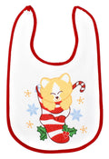 Soft Touch Baby Girl/Boy Velcro Fasten Towel Bib with Festive Xmas Cat/Kitten Design