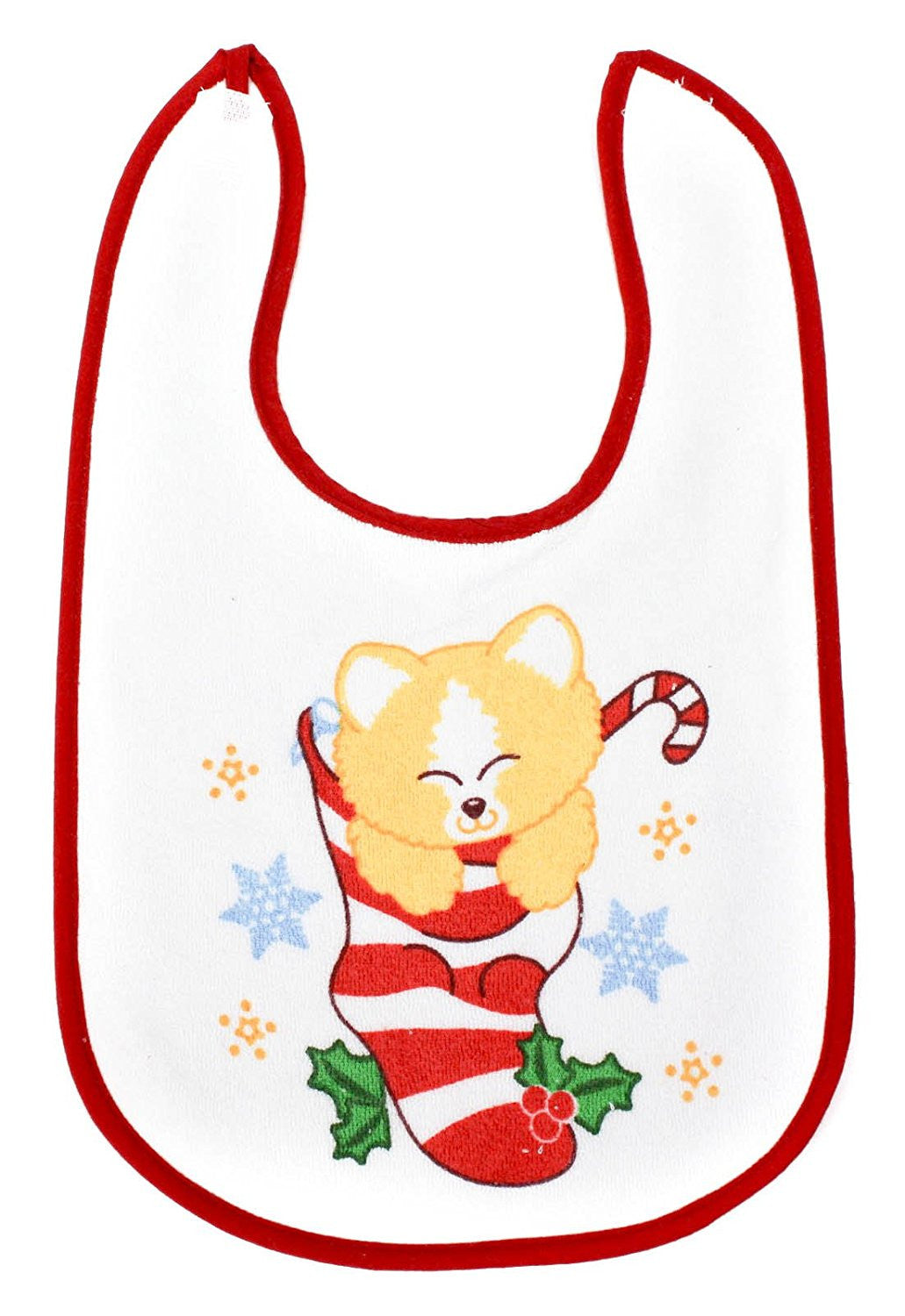 Soft Touch Baby Girl/Boy Velcro Fasten Towel Bib with Festive Xmas Cat/Kitten Design