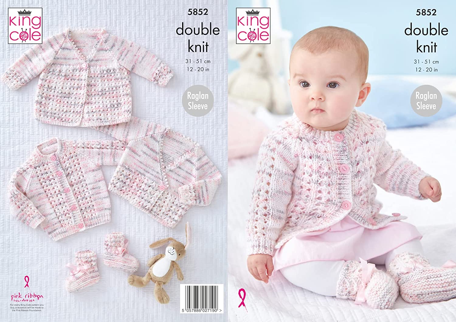 King Cole Baby DK Knitting Pattern Lace Matinee Coat Cardigans & Bootees (5852)