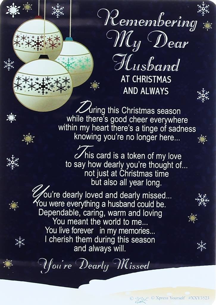 Loving Memory Christmas Graveside Memorial Card - My Dear Husband 6" x 4"