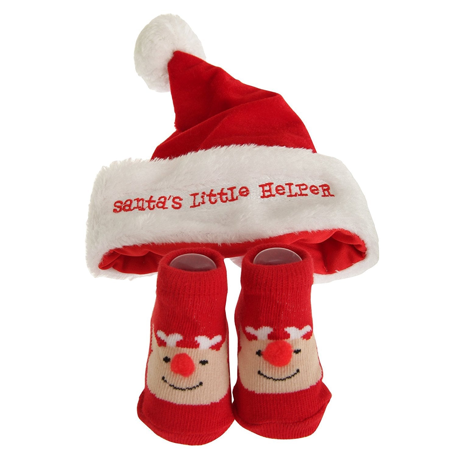 Nursery Time Baby Santas Little Helper Christmas Hat And Socks Set