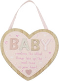Love & Affection Baby Hanging Wooden Heart Plaque Pink For Home Decor & Gift | Wooden and Acrylic Plaques For Home
