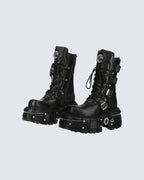 New High-Top Buckled Gothic Boots