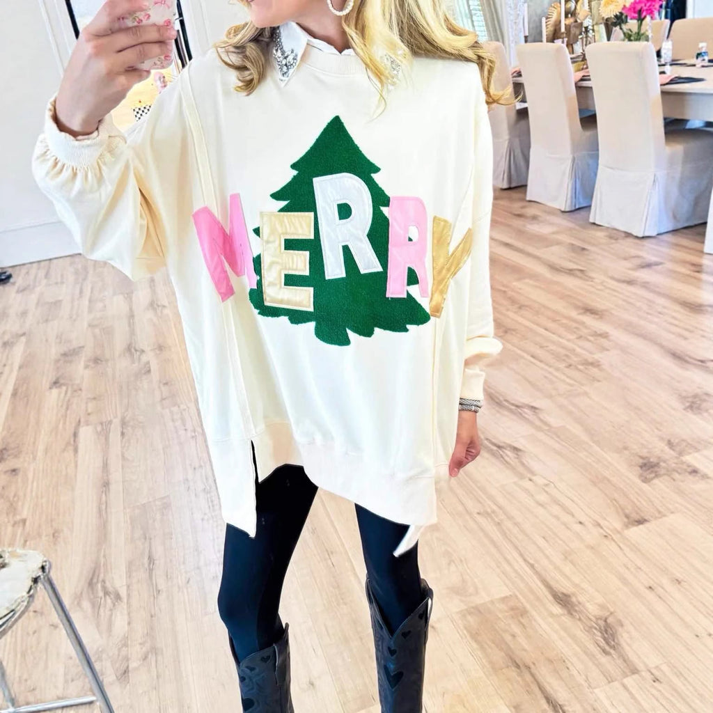 Women's Printed Casual Loose-fit Patchwork Crew Neck Sweater