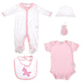 Nursery Time Baby Girl Pink 5 Piece Gift Set with Unicorn Design