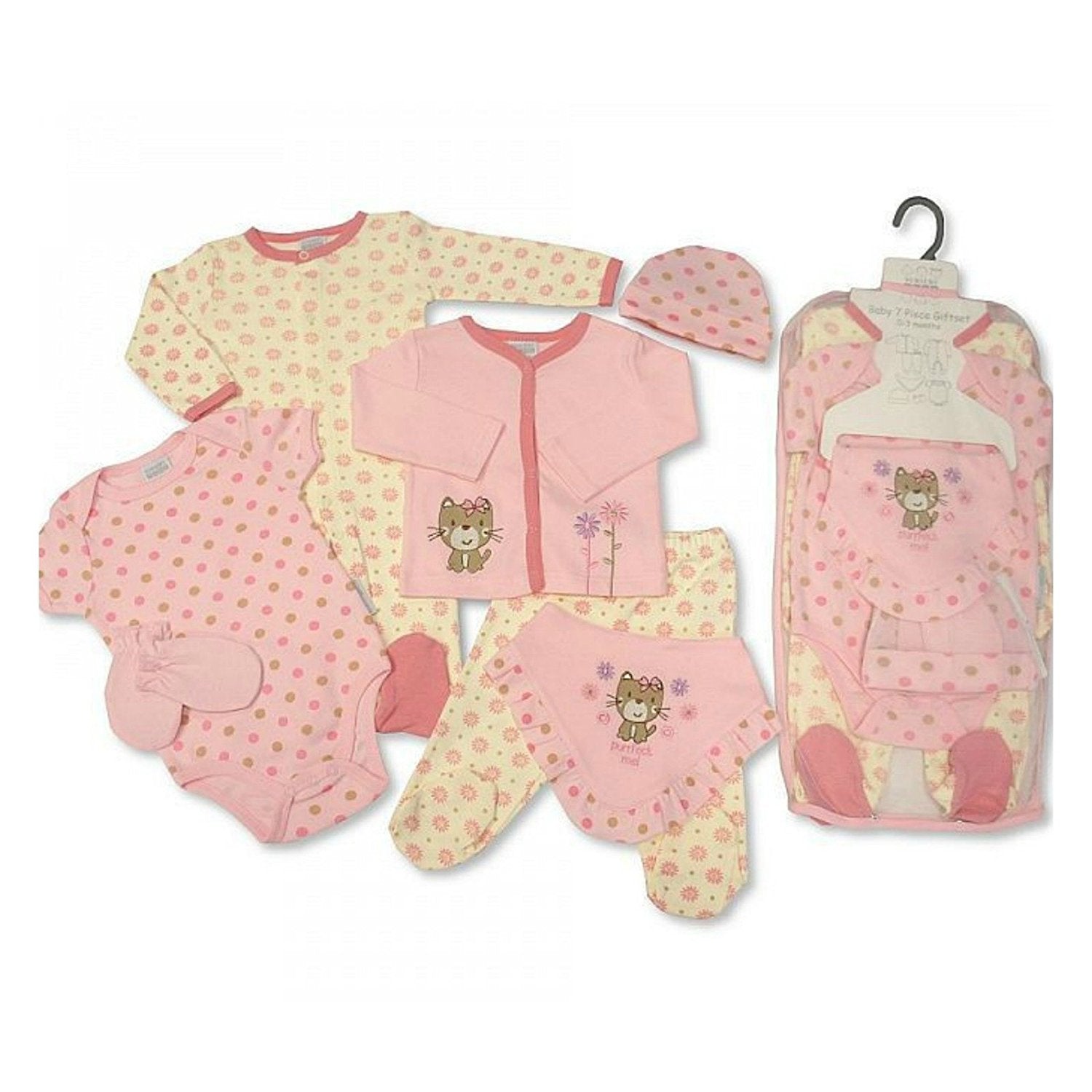 Baby Gift Set for Boy or Girl - 7 Piece Layette in a Mesh Bag - Nursery Time