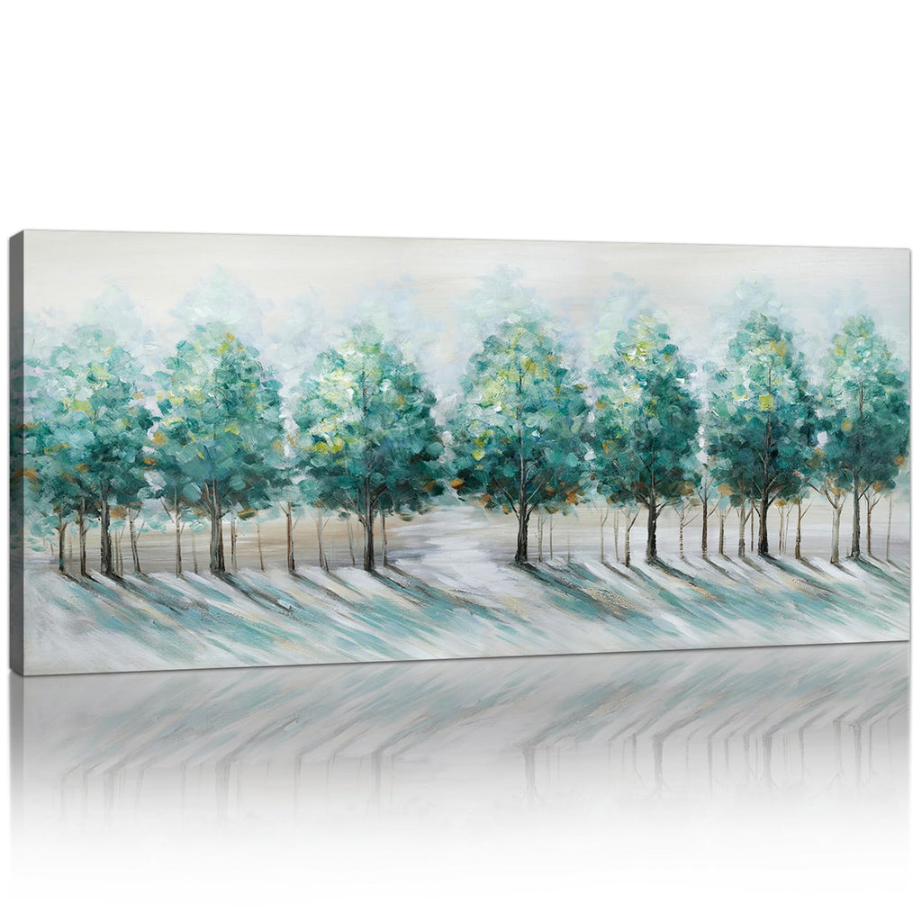 Large Framed Canvas Wall Art 120x50cm Green Trees Landscape Painting FajerminArt