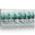 Large Framed Canvas Wall Art 120x50cm Green Trees Landscape Painting FajerminArt