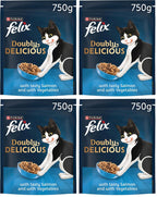 4 x Felix Cat Doubly Delicious Salmon & Vegetable - 750GM