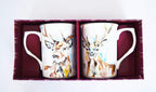 Set Of 2 Two Reindeer Mugs Christmas Wildlife onardo Collection China
