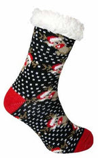 Ladies Heat Machine Soft Sherpa Fleece Lined Christmas Slipper Socks